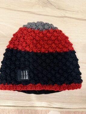 Solaris Red, Black & Gray Knit Beanie